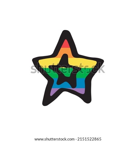 Rainbow LGBT star. Hand-drawn doodle. Vector illustration