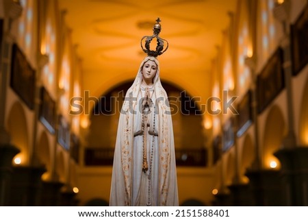 Our Lady of Fatima statue of the image, Our Lady of the Rosary of Fatima, Virgin Mary Royalty-Free Stock Photo #2151588401