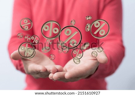 A 3d illustration of the percent signs in the hands- the concept of sale and discount