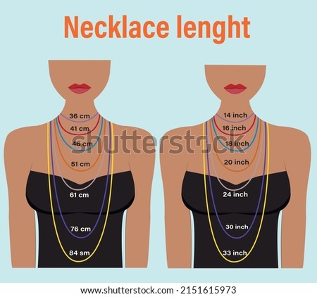Guide to Necklace Length Diy necklace lengths, Jewelry, Beaded jewelry chain size vector illustration