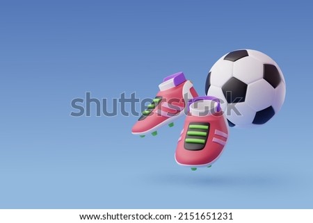 3d Vector Soccer Boots with FootBall ball, Sport and Game competition concept. Eps 10 Vector.