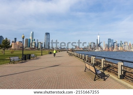 boardwalk in  New Jersey, Hudson river 