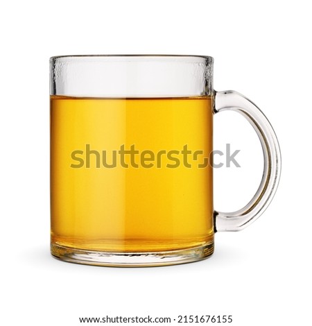 Glass cup of green tea isolated on white background.