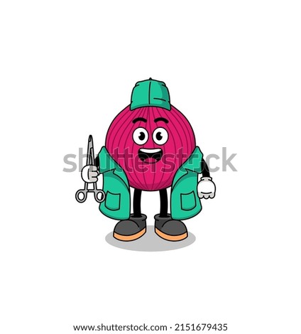 Illustration of onion red mascot as a surgeon , character design