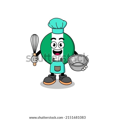 Illustration of nigeria flag as a bakery chef , character design