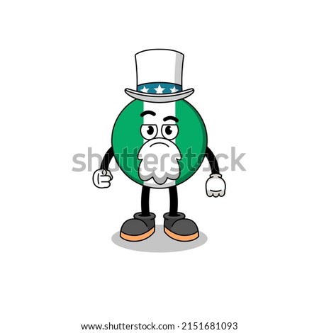 Illustration of nigeria flag cartoon with i want you gesture , character design