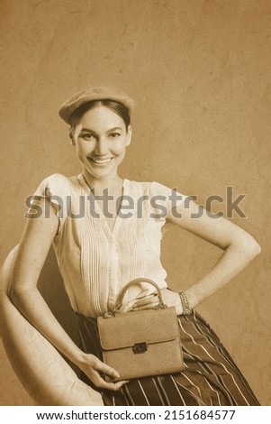Old photo of stylish young woman