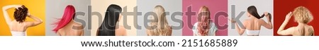 Set of beautiful women with different hair color Royalty-Free Stock Photo #2151685889
