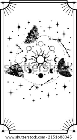 Tarot cards. Mystical poster. Divination. Major Arcana deck. Vector illustration.