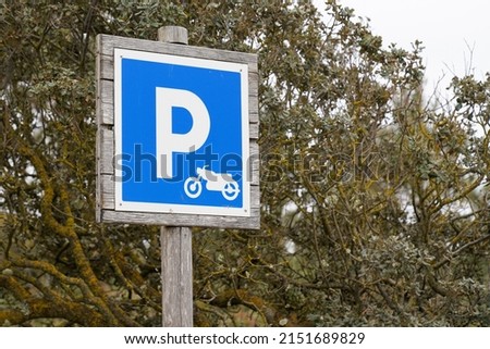 Moto Parking blue road symbol sign motorcycle place park to parked motorbike