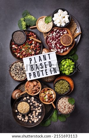 Variety of vegan, plant based protein food, legumes, lentils, beans Royalty-Free Stock Photo #2151693113