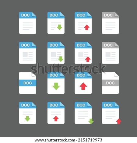 Flat design with DOC files icon set ,symbol set, vector design element illustration