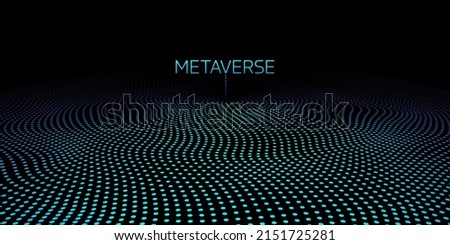Metaverse world map globe blue light dots pattern wavy background in concept Metaverse, virtual reality, augmented reality and blockchain technology. Royalty-Free Stock Photo #2151725281