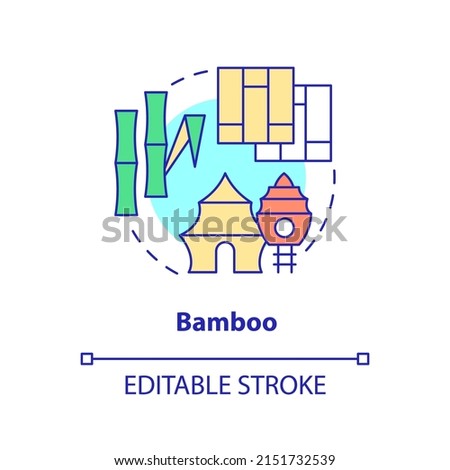 Bamboo concept icon. Alternative building material abstract idea thin line illustration. Sustainable crop for construction. Isolated outline drawing. Editable stroke. Arial, Myriad Pro-Bold fonts used