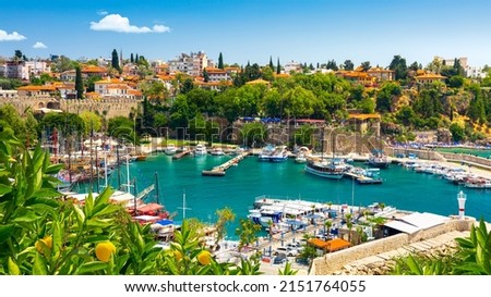 Harbor in the old city of Antalya Kaleici Old Town. Antalya, Turkey Royalty-Free Stock Photo #2151764055