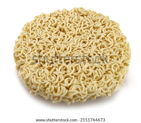 Yellow Round dry instant noodle isolated on white background 
