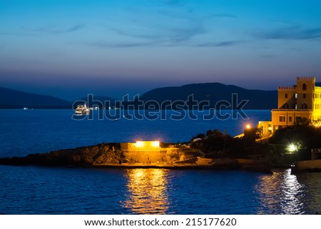 sea by night in Alghero, Sardinia