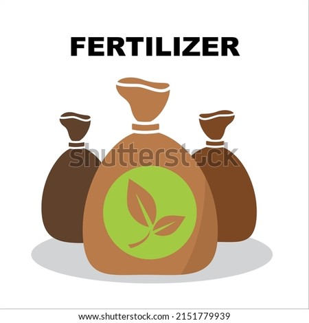 Fertilize bag icon. Compost sack symbol, fertilize sign with plant silhouette, dirt bags pictograms, garden soil concept Royalty-Free Stock Photo #2151779939