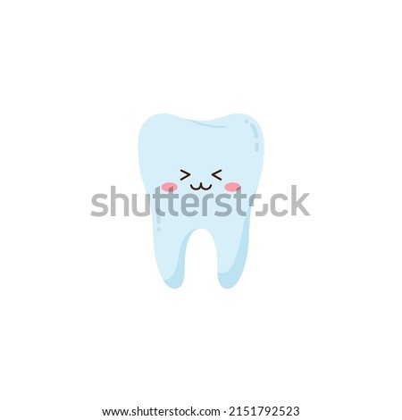 Happy tooth character, vector years illustration on white background. Healthy clean tooth, oral care. Dental hygiene.