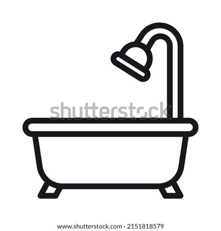 editable bathtub outline icon hotel service with modern simple style