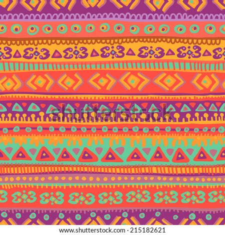 Hand drawn bright and fresh  folkloric seamless pattern.  All objects are conveniently grouped  and are easily editable.