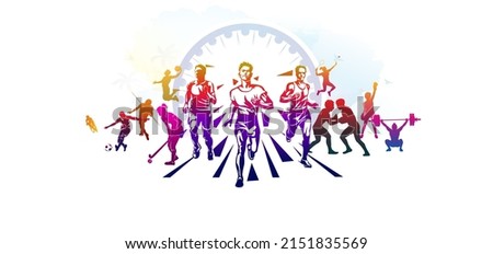 abstract vector illustration of Sports Athletics players for World Athletics Day and Sports day Royalty-Free Stock Photo #2151835569