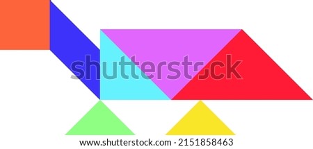 Color tangram puzzle in turtle or tortoise shape on white background (Vector)