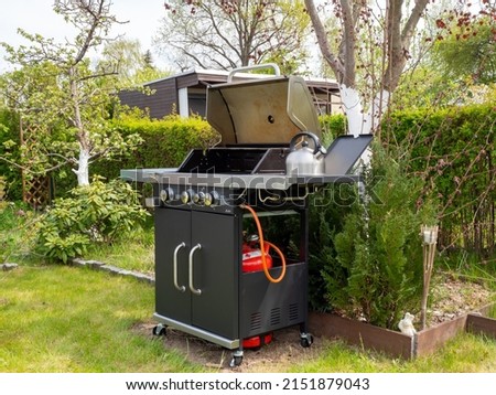 Stainless steel gas grill bbq barbecue Royalty-Free Stock Photo #2151879043