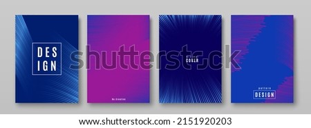 Abstract pattern background vector set in dark color with thin lines texture for minimal dynamic cover design. Blue, pink, purple placard poster template.