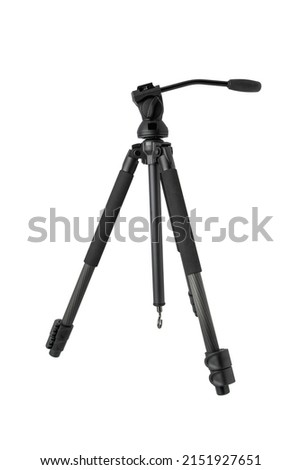 Modern photo video tripod. The mechanism for fixing the camera for photo or video shooting. Isolate on a white background.