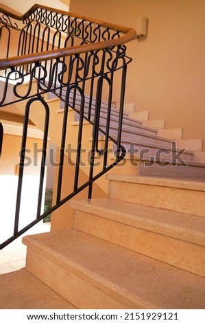 Stone (marble) staircase inside modern house, hotel