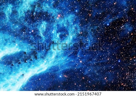 Beautiful blue space nebula. Elements of this image furnished by NASA. High quality photo