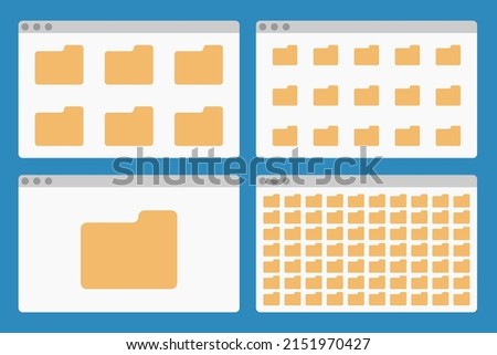 desktop interface window with folders isolated simple ui vector flat illustration