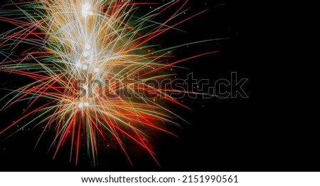 Abstract image of fireworks at night during Hari Raya Aidil Fitri in Jasin, Melaka, Malaysia
