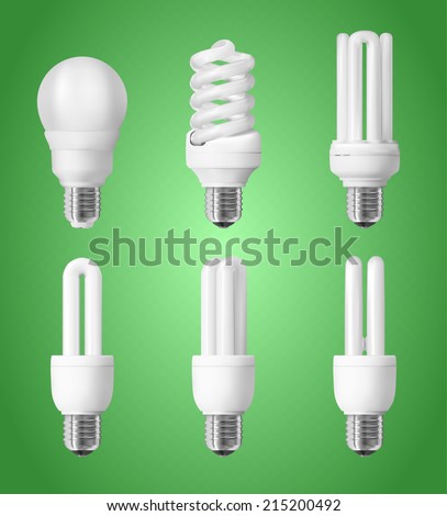 Set of energy saving light bulbs Royalty-Free Stock Photo #215200492