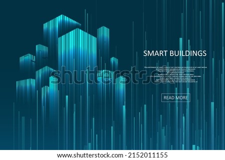 Smart building concept design for city illustration. Graphic concept for your design. Royalty-Free Stock Photo #2152011155