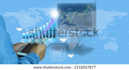 Technology business concept finance and stock market. Business Digital Asset.Analyst working with computer.Businessman analyzing data icon business and network connection virtual,sales, marketing .