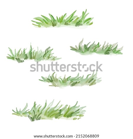 Watercolor green grass isolated on white background Royalty-Free Stock Photo #2152068809