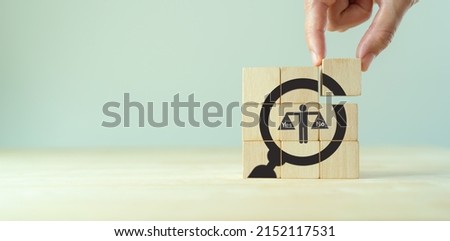 Feasibility study, business investment concept. Assessing the practicality of a proposed plan or project for launching a new business or adopting a new product line.  Magnifier and feasibility icon. Royalty-Free Stock Photo #2152117531