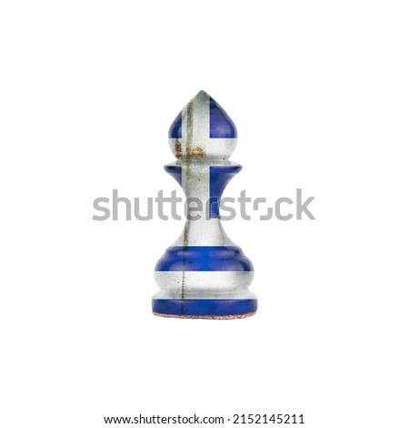 Pawn in the colors of the flag of Greece. Isolated on a white background. Sport. Politics. Business. Strategy. Royalty-Free Stock Photo #2152145211