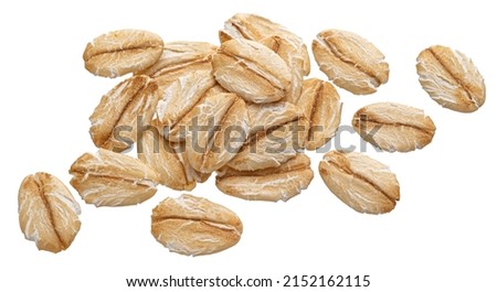 Mix of oat and rye flakes isolated on white, top view Royalty-Free Stock Photo #2152162115