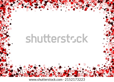 Red heart horizontal rectangle frame with space for text. Background for Valentine's Day or Weddings and Mother's Day. Vector illustration