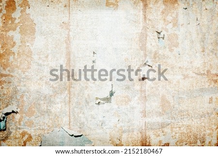 OLD PAPER TEXTURE, TORN WALLPAPER PATTERN, VINTAGE POSTER WALL DESIGN, DRTY SCRATCHED TEXTURED WALLPAPER TEMPLATE WITH FADED WHITE SPACE FOR TEXT, RETRO DESIGN Royalty-Free Stock Photo #2152180467