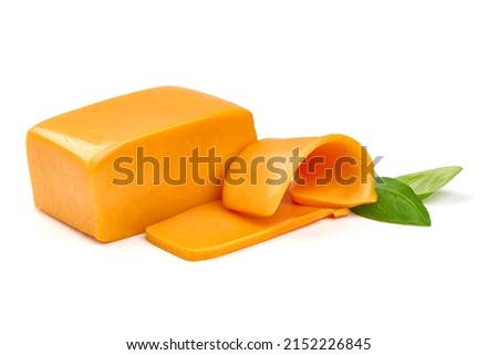 Cheddar cheese, isolated on white background. High resolution image Royalty-Free Stock Photo #2152226845