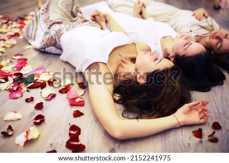 Women's Recovery Group. Diverse Girls Smiling Holding Hands Sitting In Circle Indoor. Selective Focus. Women hug in a women's circle

 Royalty-Free Stock Photo #2152241975