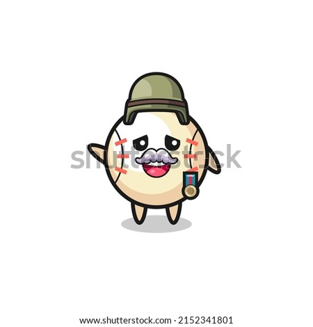 cute baseball mascot as a soldier , cute design