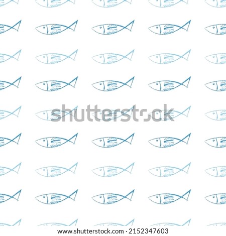Vector fishes doodles seamless pattern.. Cute hand drawn illustration. Perfect for textile print, baby shower, kids bedroom decor, birthday party, packaging design, wrapping paper.