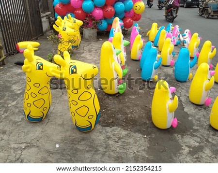 balloons of various characters, welcoming Eid, in Indonesia