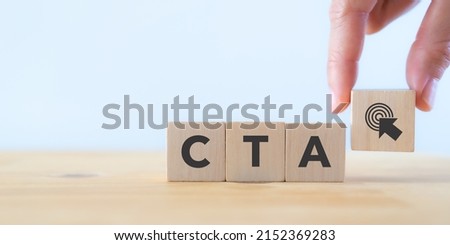 CTA-Call to action, marketing strategy concept.  Encourage the audience to do something on webpage, advertisement, piece of content. Dital and inbound marketing.  Convert  visitor into lead.  Royalty-Free Stock Photo #2152369283