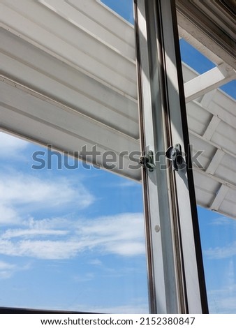 photo of the blue sky from the window